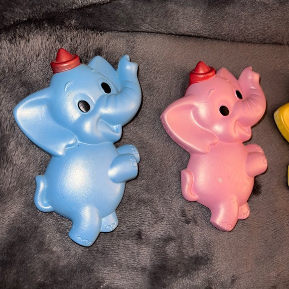 Rare VTG 1972 Miller Studio Inc. Chalkware Baby Elephants Pearl Coloring Pastel - Picture 3 of 9